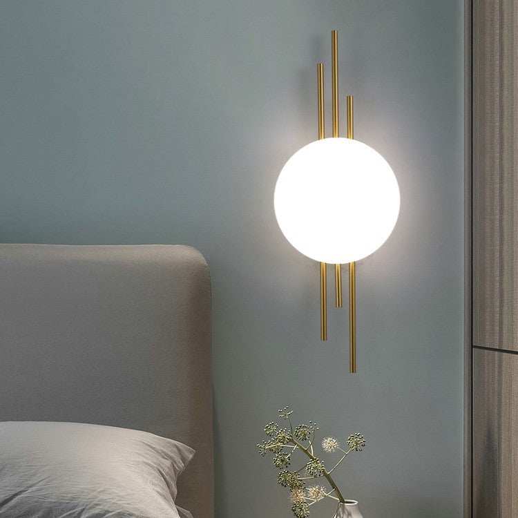 Nordic style household minimalist wall lamp with iron frame and acrylic shade in gold and black finishes