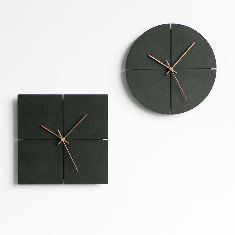 modern minimalist clock with round and square design for office and living room, battery-powered sweep movement