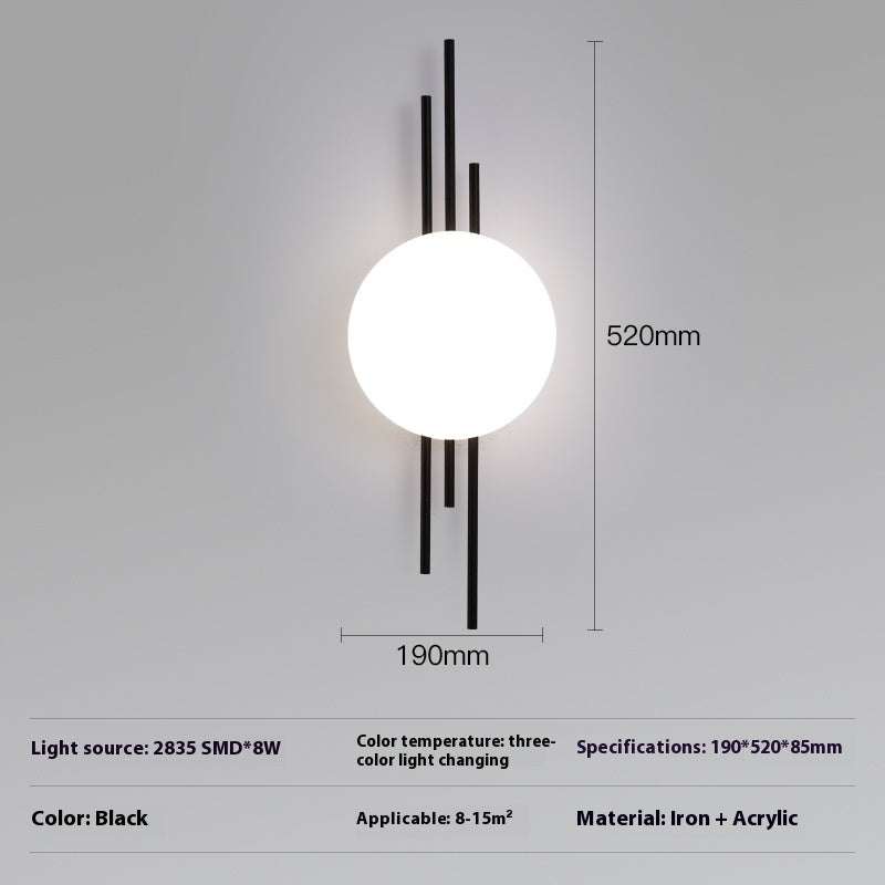 Nordic style household minimalist wall lamp with iron frame and acrylic shade in gold and black finishes