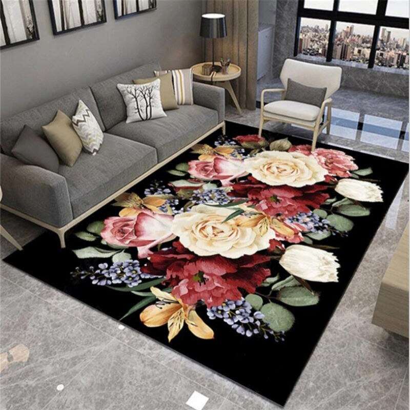 Soft bedroom bedside carpet with anti-skid plastic bottom and high-quality felt interior