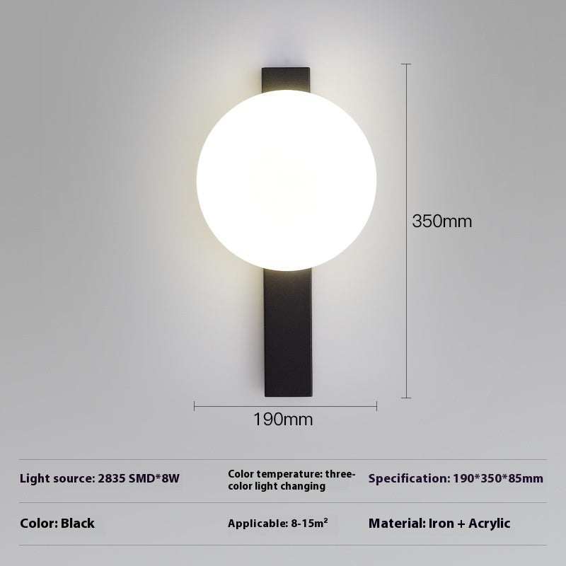 Nordic style household minimalist wall lamp with iron frame and acrylic shade in gold and black finishes