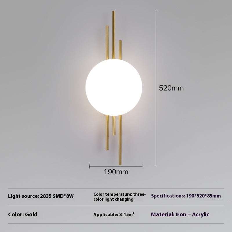 Nordic style household minimalist wall lamp with iron frame and acrylic shade in gold and black finishes