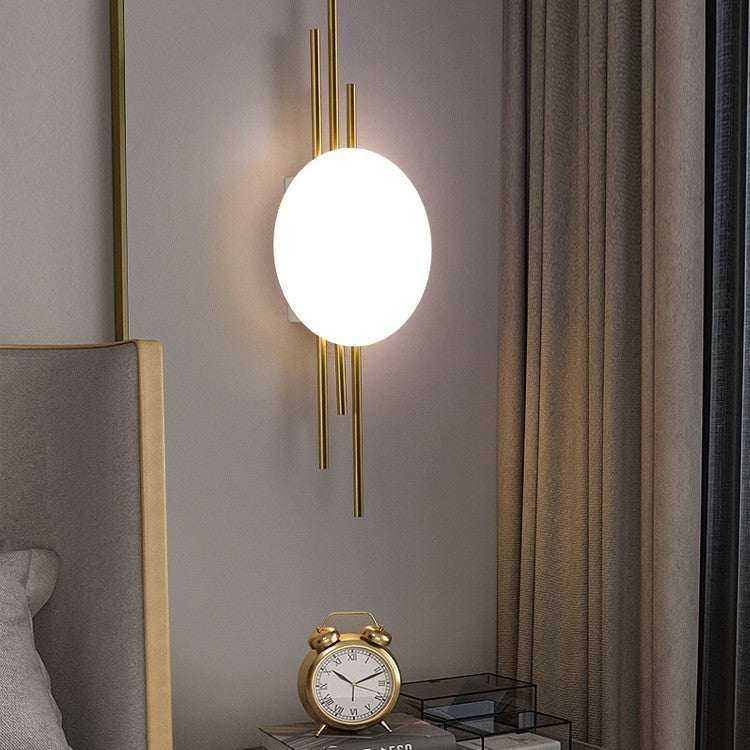 Nordic style household minimalist wall lamp with iron frame and acrylic shade in gold and black finishes